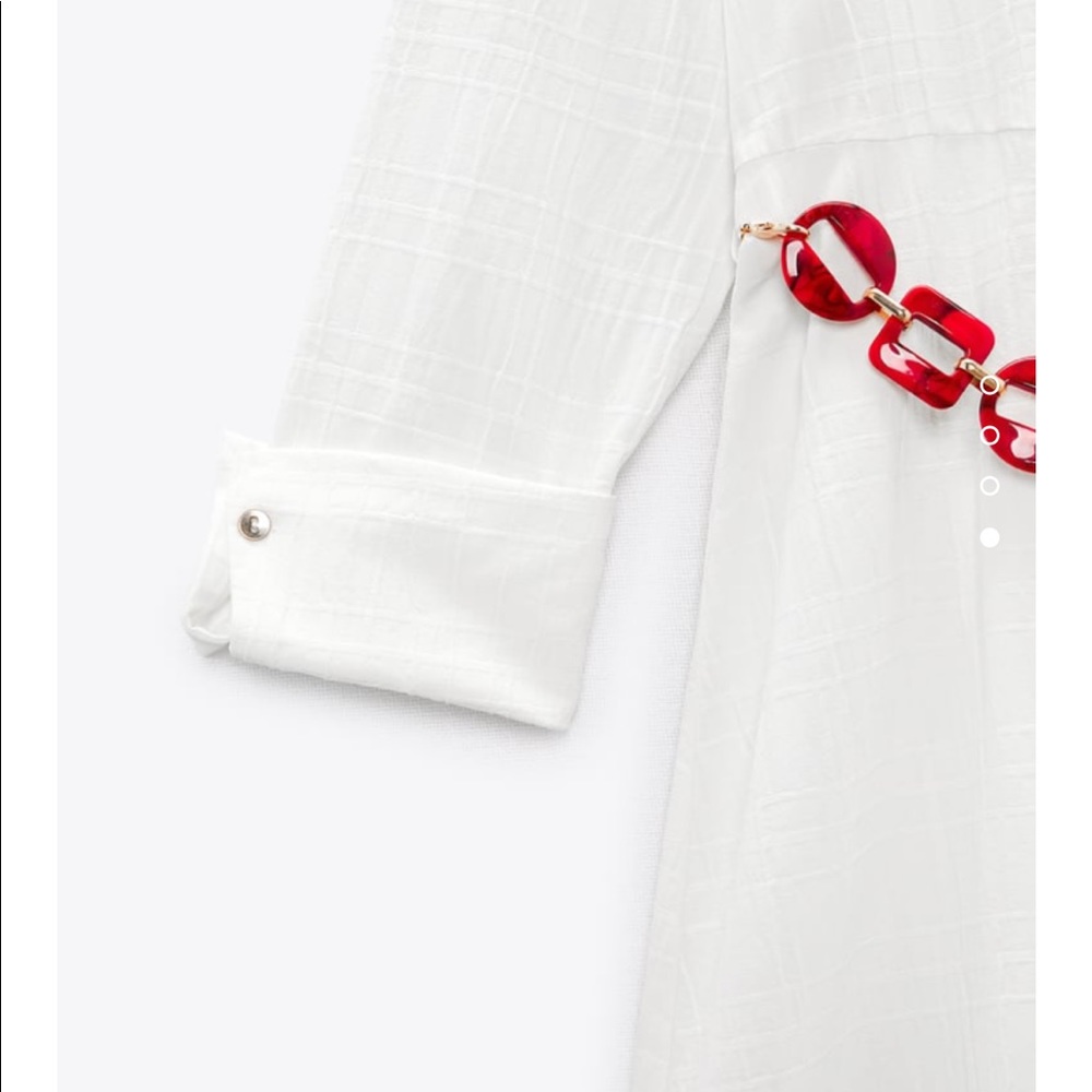 Zara white chain belt shirt long linen dress - Picture 4 of 4